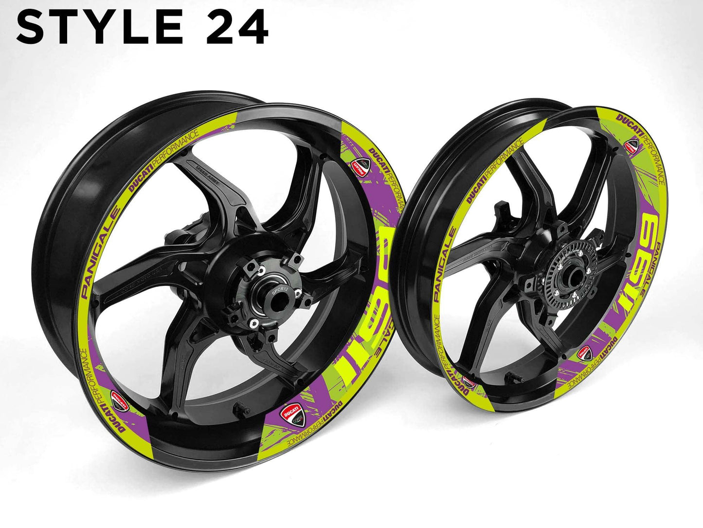 Ducati 1199 Motorcycle Half Wheels Rim Wrap Decal Sticker Kit - Speed Army