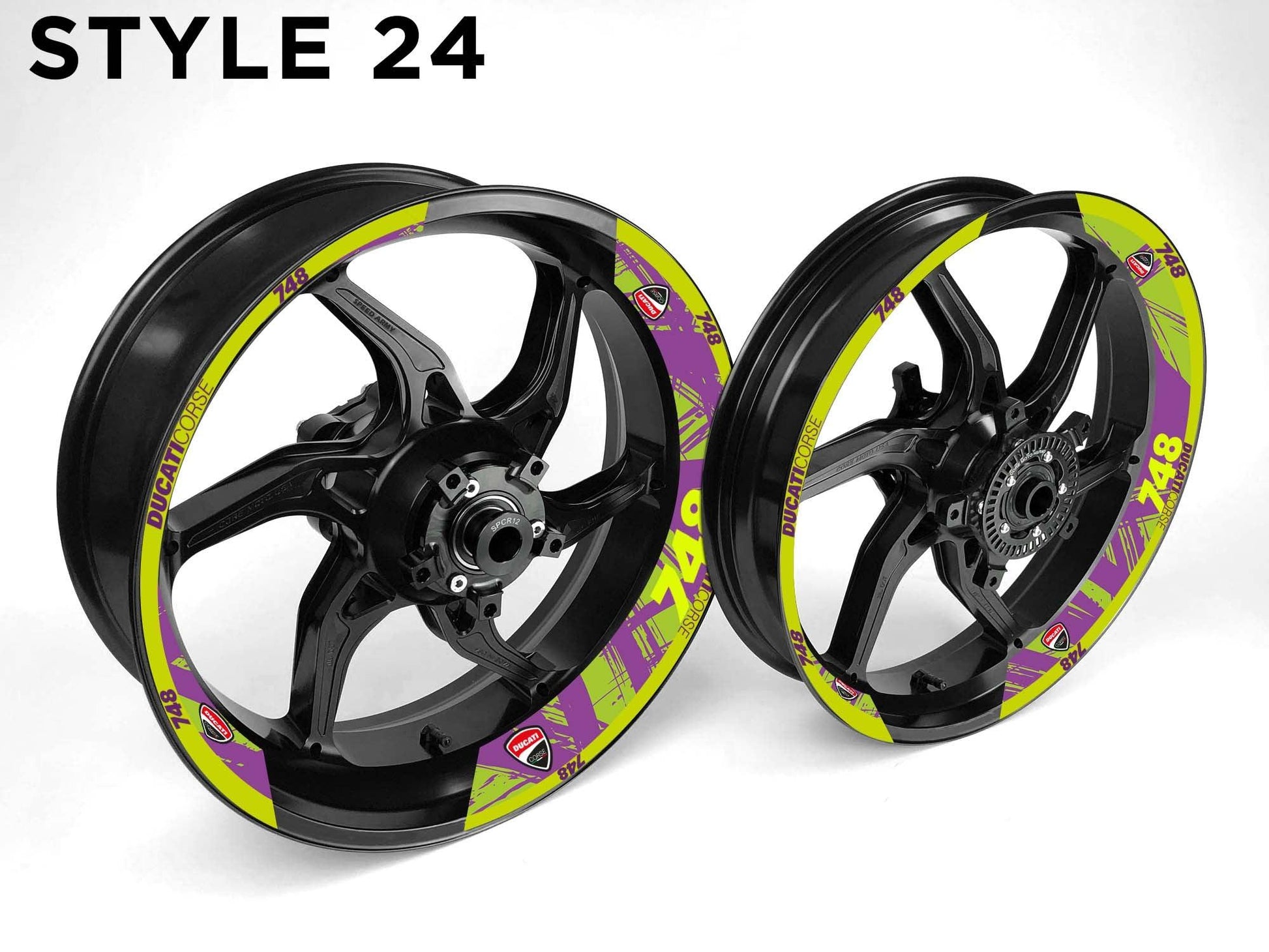 Ducati 748 Motorcycle Half Wheels Rim Wrap Decal Sticker Kit - Speed Army