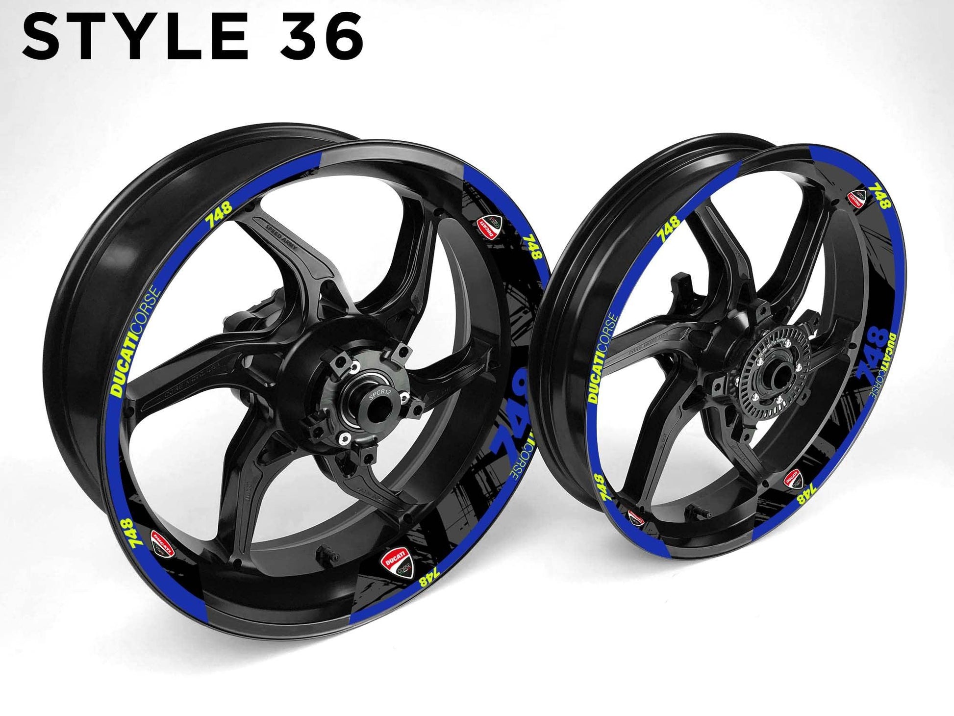 Ducati 748 Motorcycle Half Wheels Rim Wrap Decal Sticker Kit - Speed Army