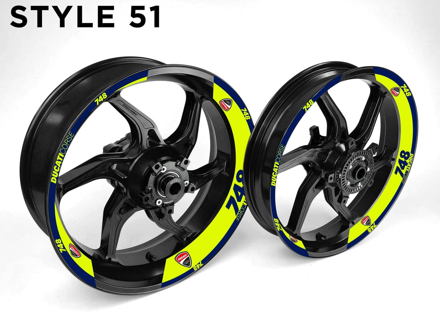 Ducati 748 Motorcycle Half Wheels Rim Wrap Decal Sticker Kit - Speed Army
