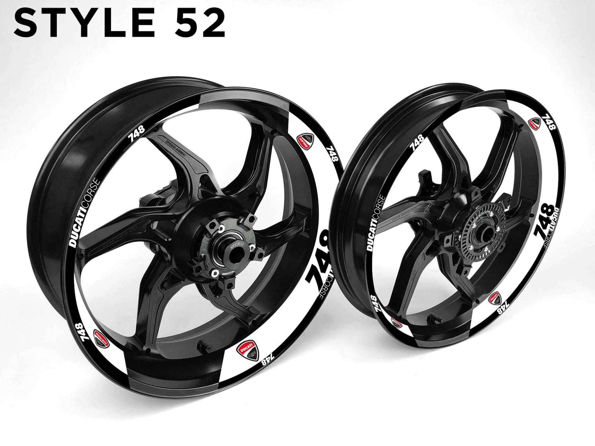 Ducati 748 Motorcycle Half Wheels Rim Wrap Decal Sticker Kit - Speed Army
