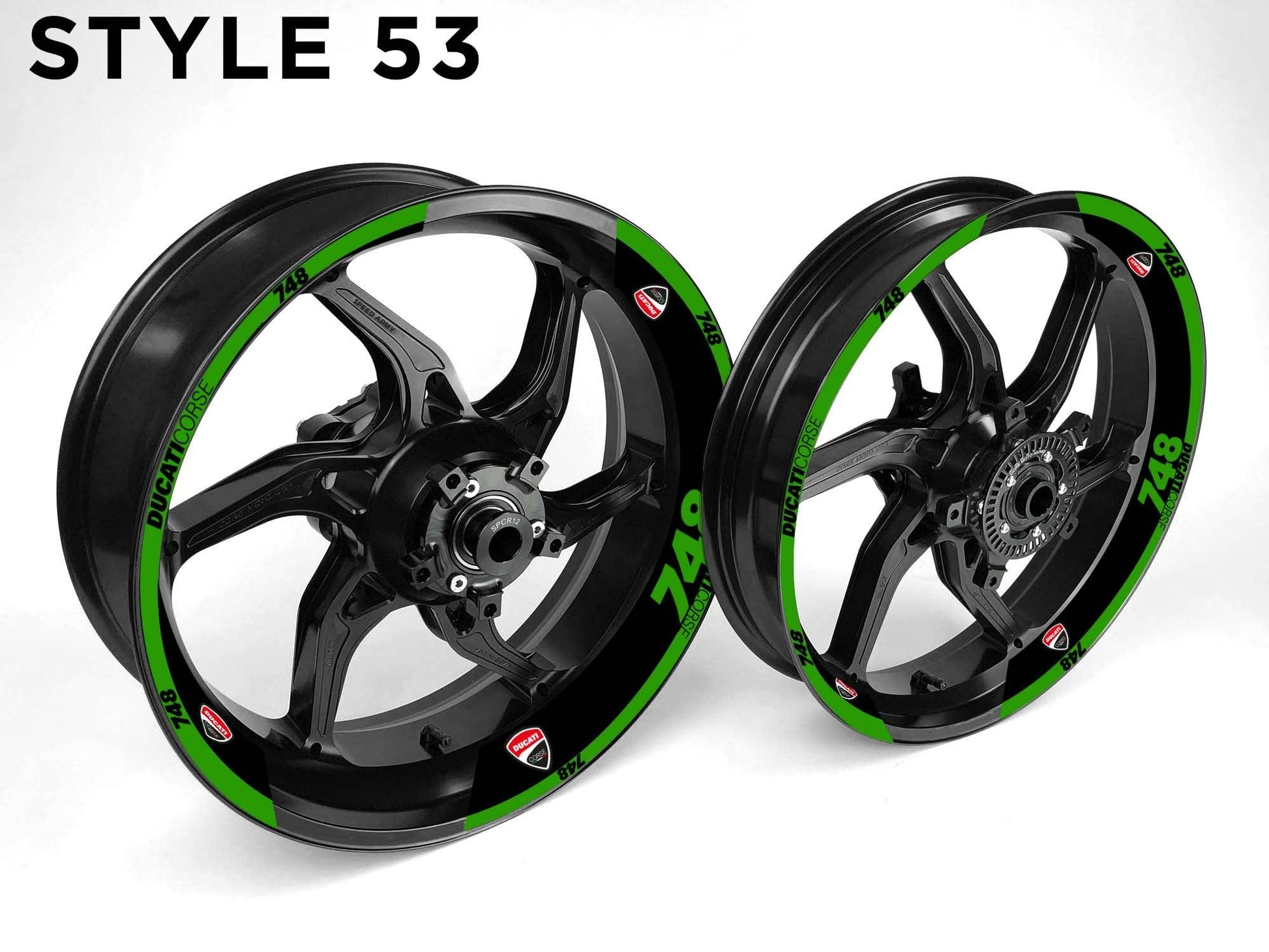 Ducati 748 Motorcycle Half Wheels Rim Wrap Decal Sticker Kit - Speed Army