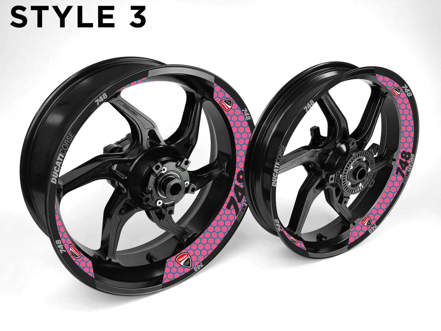 Ducati 748 Motorcycle Half Wheels Rim Wrap Decal Sticker Kit - Speed Army