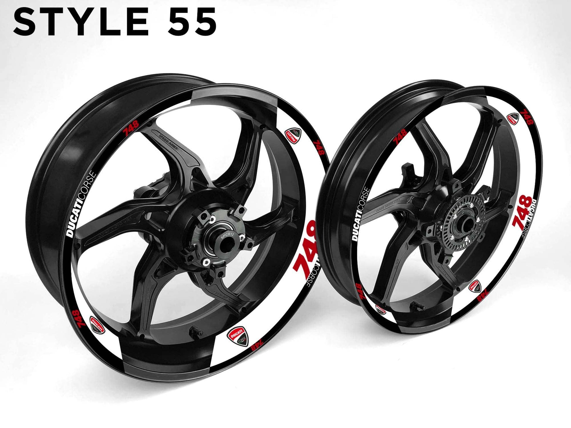 Ducati 748 Motorcycle Half Wheels Rim Wrap Decal Sticker Kit - Speed Army
