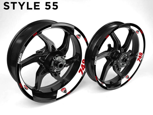 Ducati 748 Motorcycle Half Wheels Rim Wrap Decal Sticker Kit - Speed Army