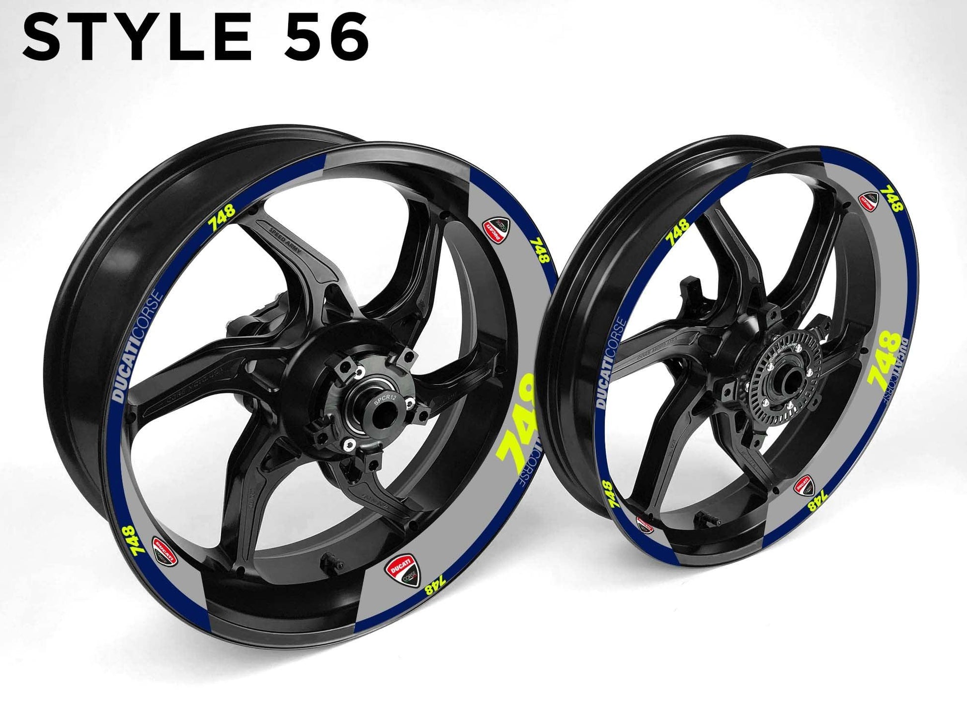 Ducati 748 Motorcycle Half Wheels Rim Wrap Decal Sticker Kit - Speed Army