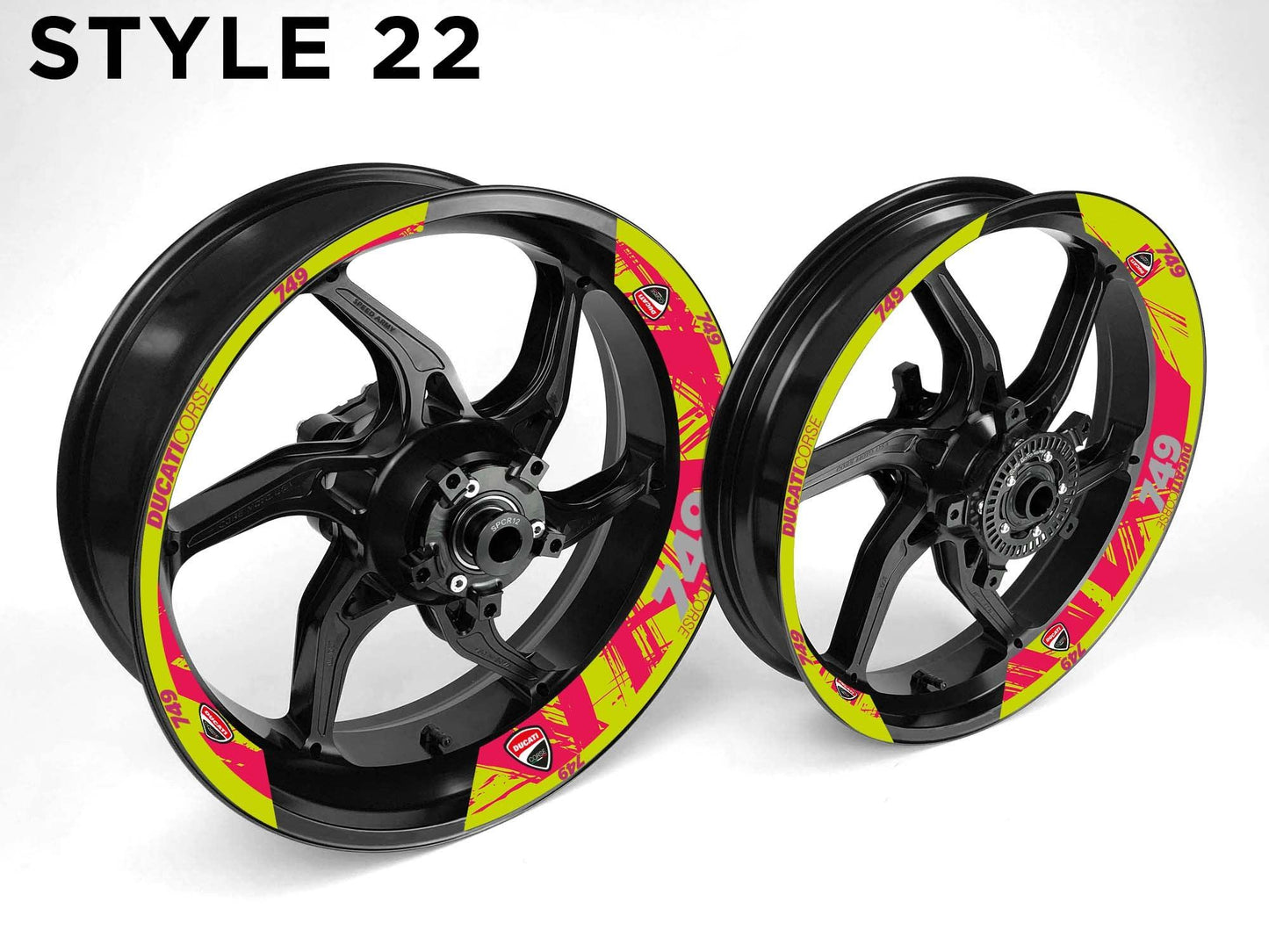 Ducati 749 Motorcycle Half Wheels Rim Wrap Decal Sticker Kit - Speed Army