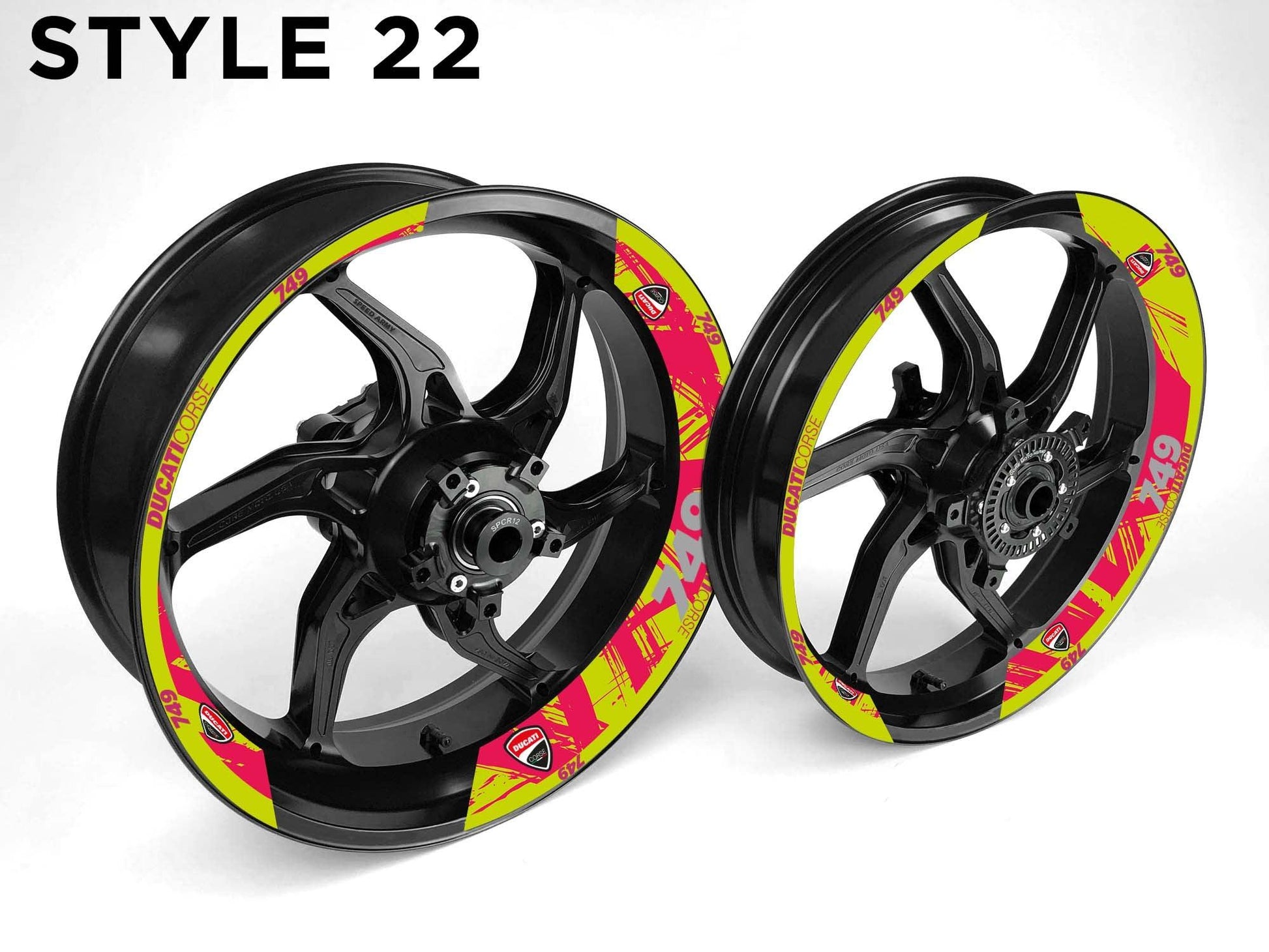 Ducati 749 Motorcycle Half Wheels Rim Wrap Decal Sticker Kit - Speed Army