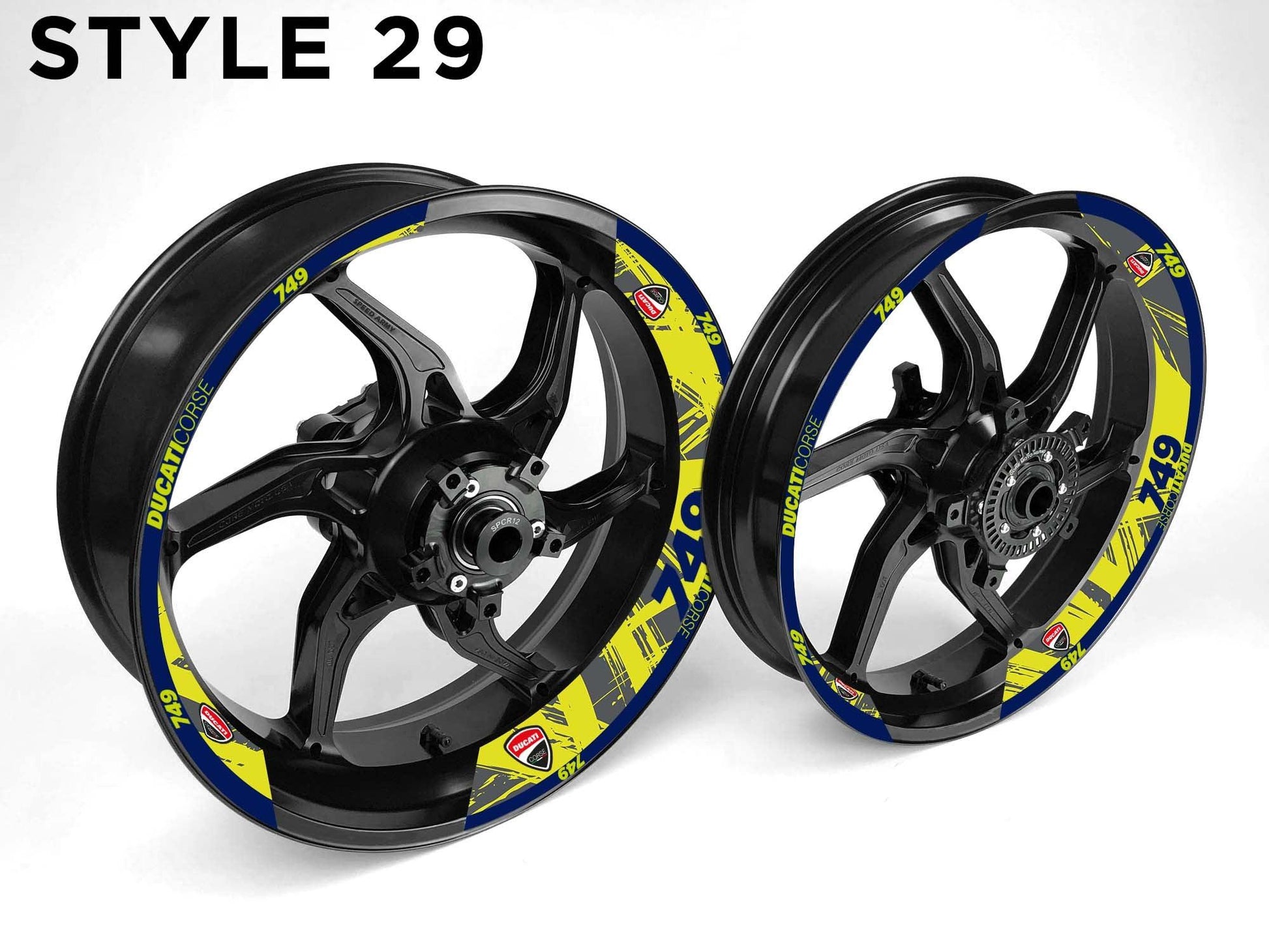 Ducati 749 Motorcycle Half Wheels Rim Wrap Decal Sticker Kit - Speed Army