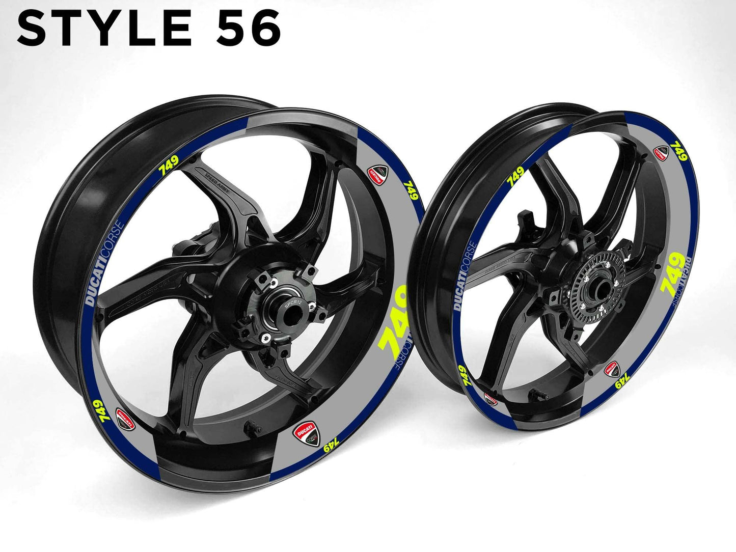 Ducati 749 Motorcycle Half Wheels Rim Wrap Decal Sticker Kit - Speed Army