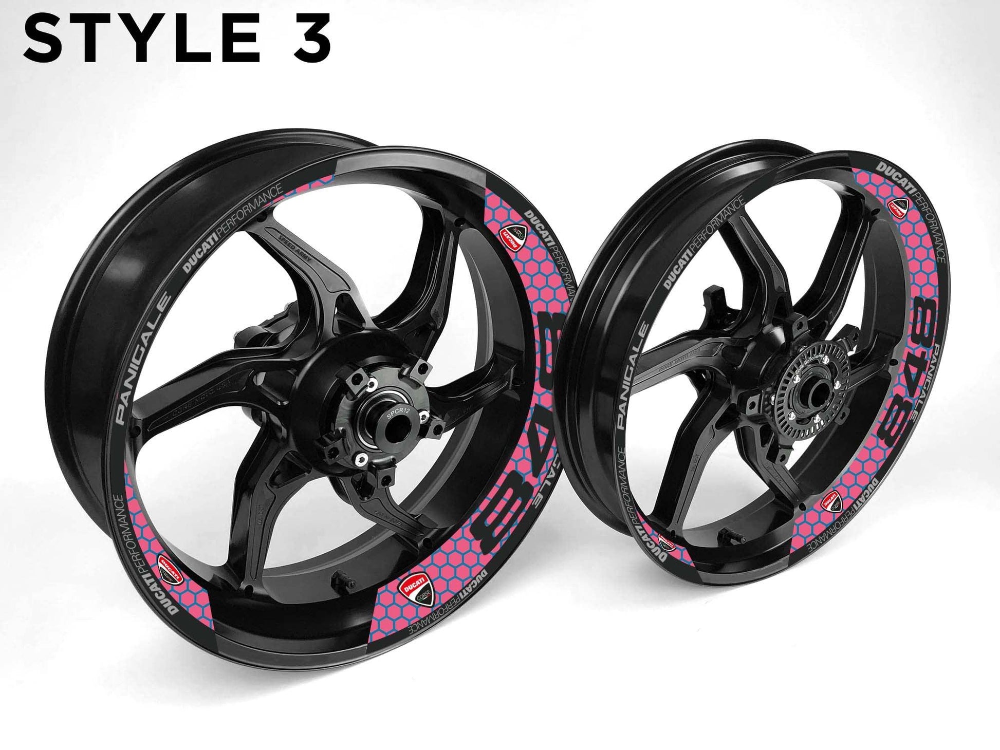 Ducati 848 Motorcycle Half Wheels Rim Wrap Decal Sticker Kit - Speed Army