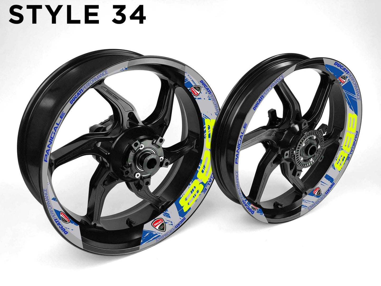 Ducati 888 Motorcycle Half Wheels Rim Wrap Decal Sticker Kit - Speed Army
