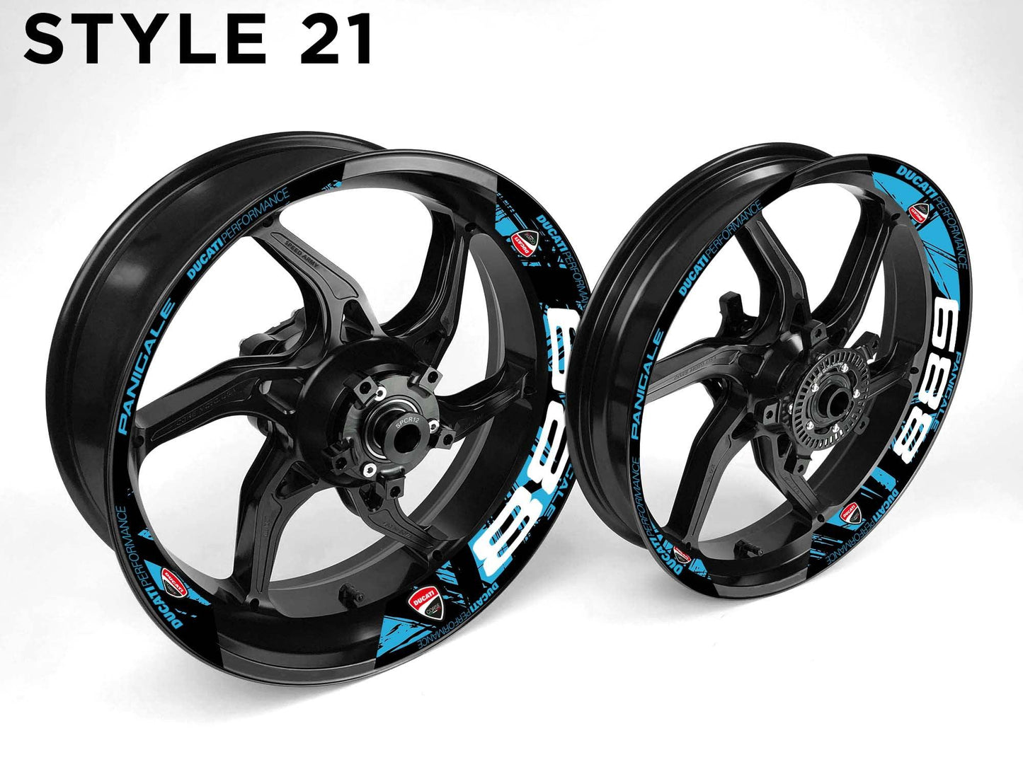 Ducati 889 Motorcycle Half Wheels Rim Wrap Decal Sticker Kit - Speed Army