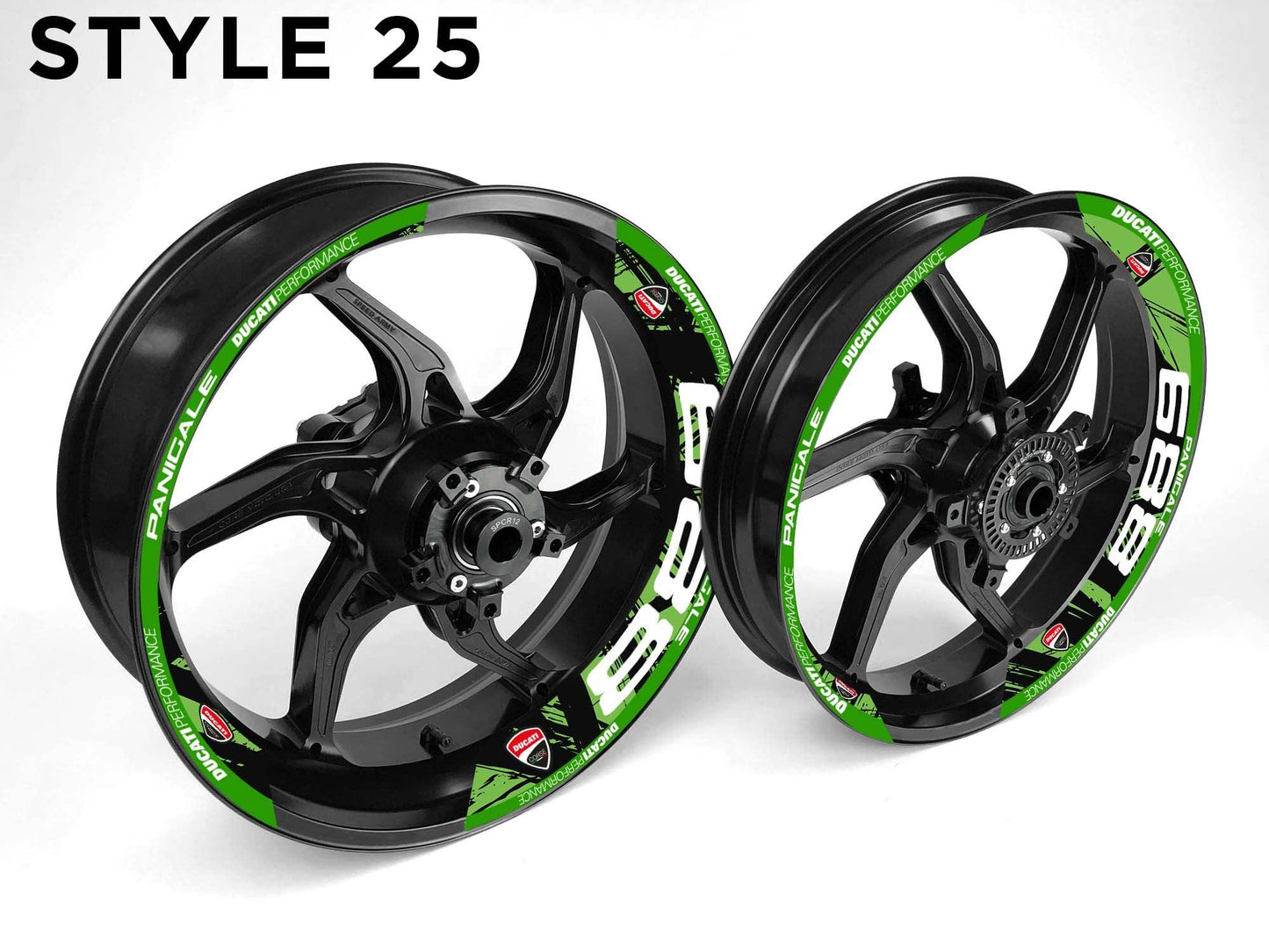 Ducati 889 Motorcycle Half Wheels Rim Wrap Decal Sticker Kit - Speed Army