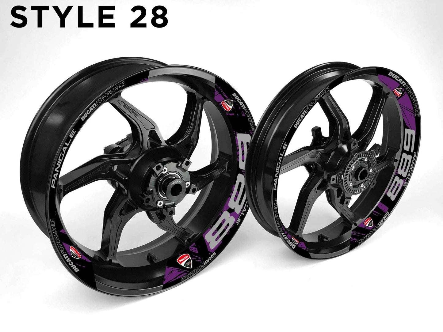 Ducati 889 Motorcycle Half Wheels Rim Wrap Decal Sticker Kit - Speed Army