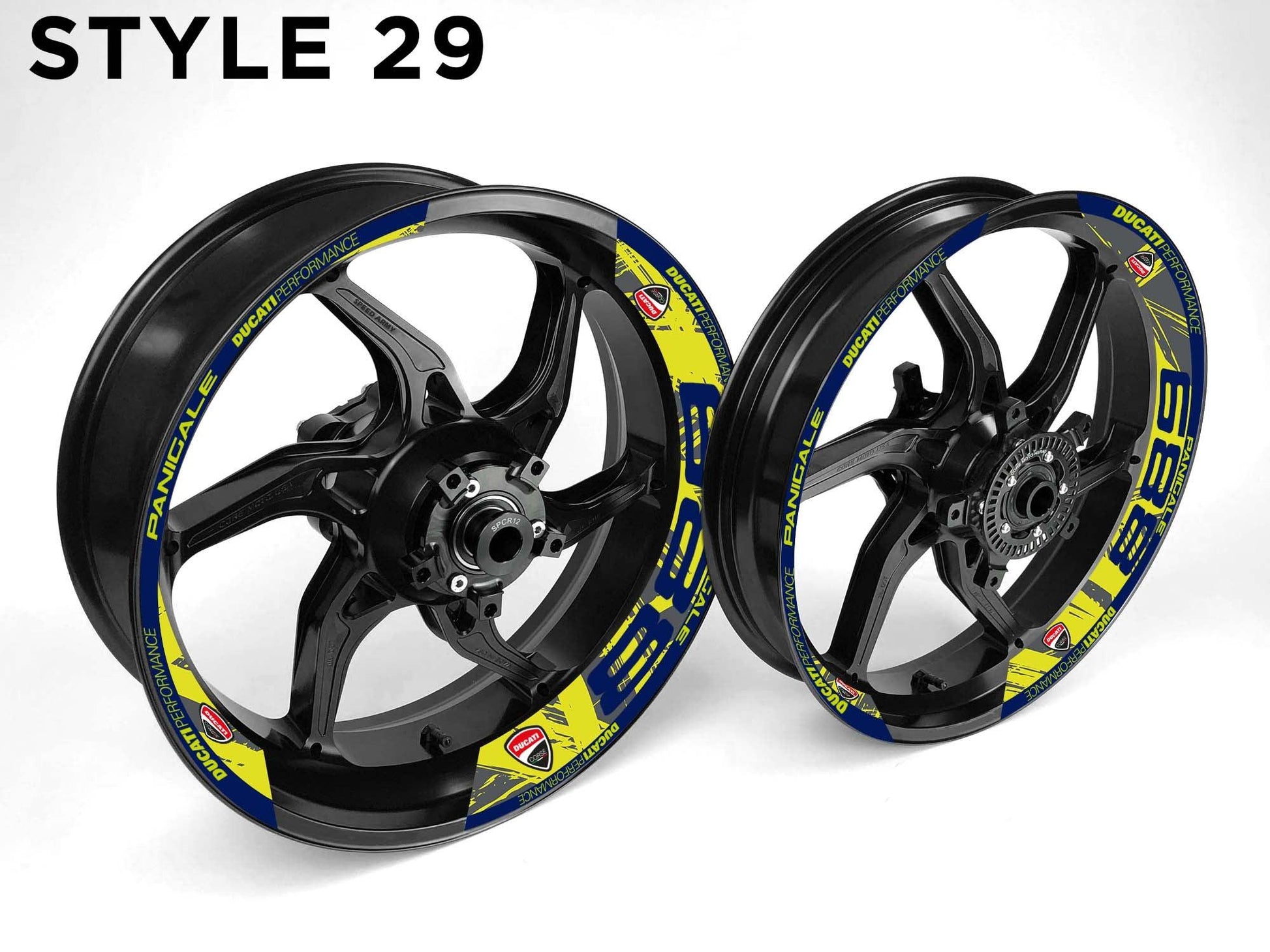Ducati 889 Motorcycle Half Wheels Rim Wrap Decal Sticker Kit - Speed Army