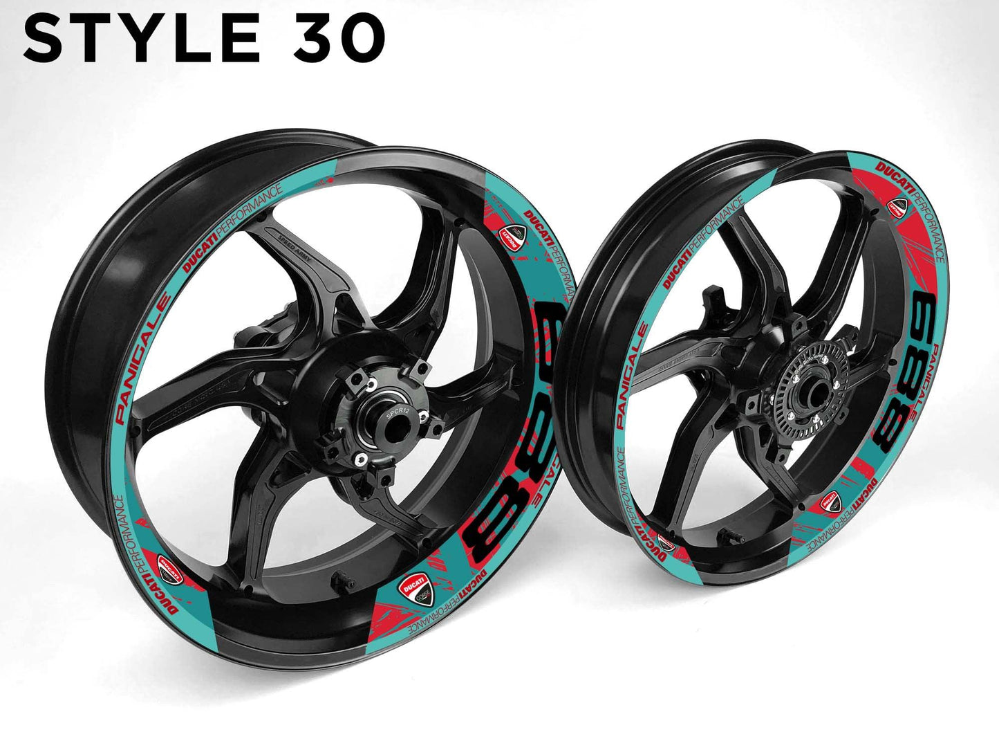Ducati 889 Motorcycle Half Wheels Rim Wrap Decal Sticker Kit - Speed Army
