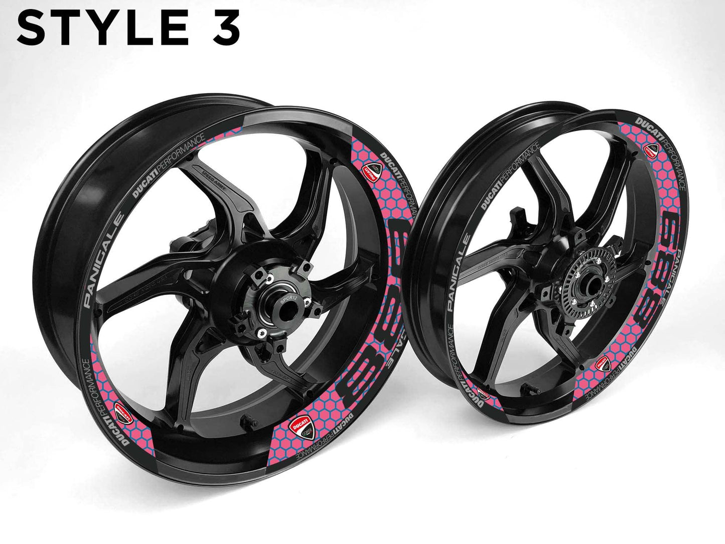 Ducati 889 Motorcycle Half Wheels Rim Wrap Decal Sticker Kit - Speed Army