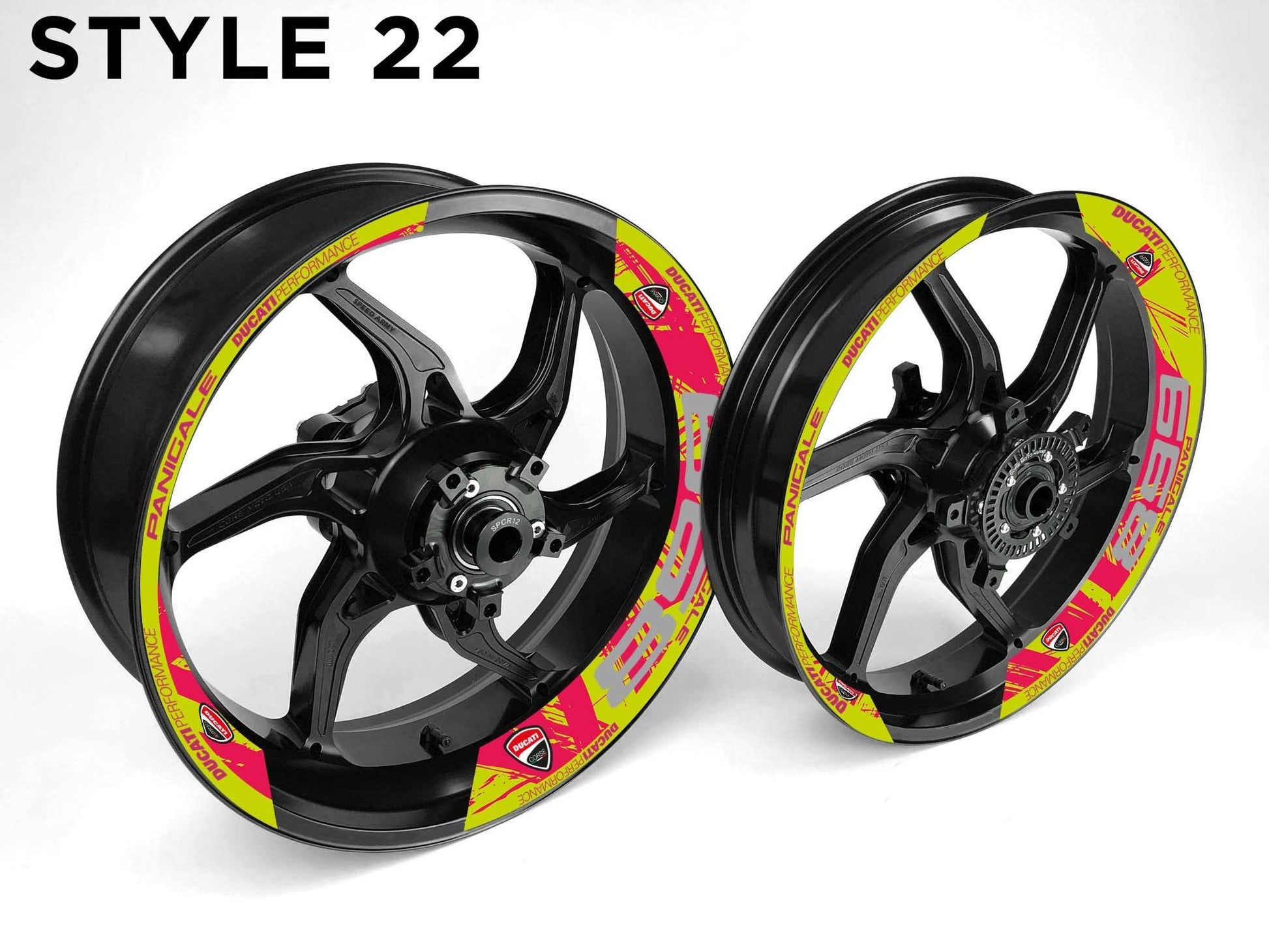 Ducati 899 Motorcycle Half Wheels Rim Wrap Decal Sticker Kit - Speed Army