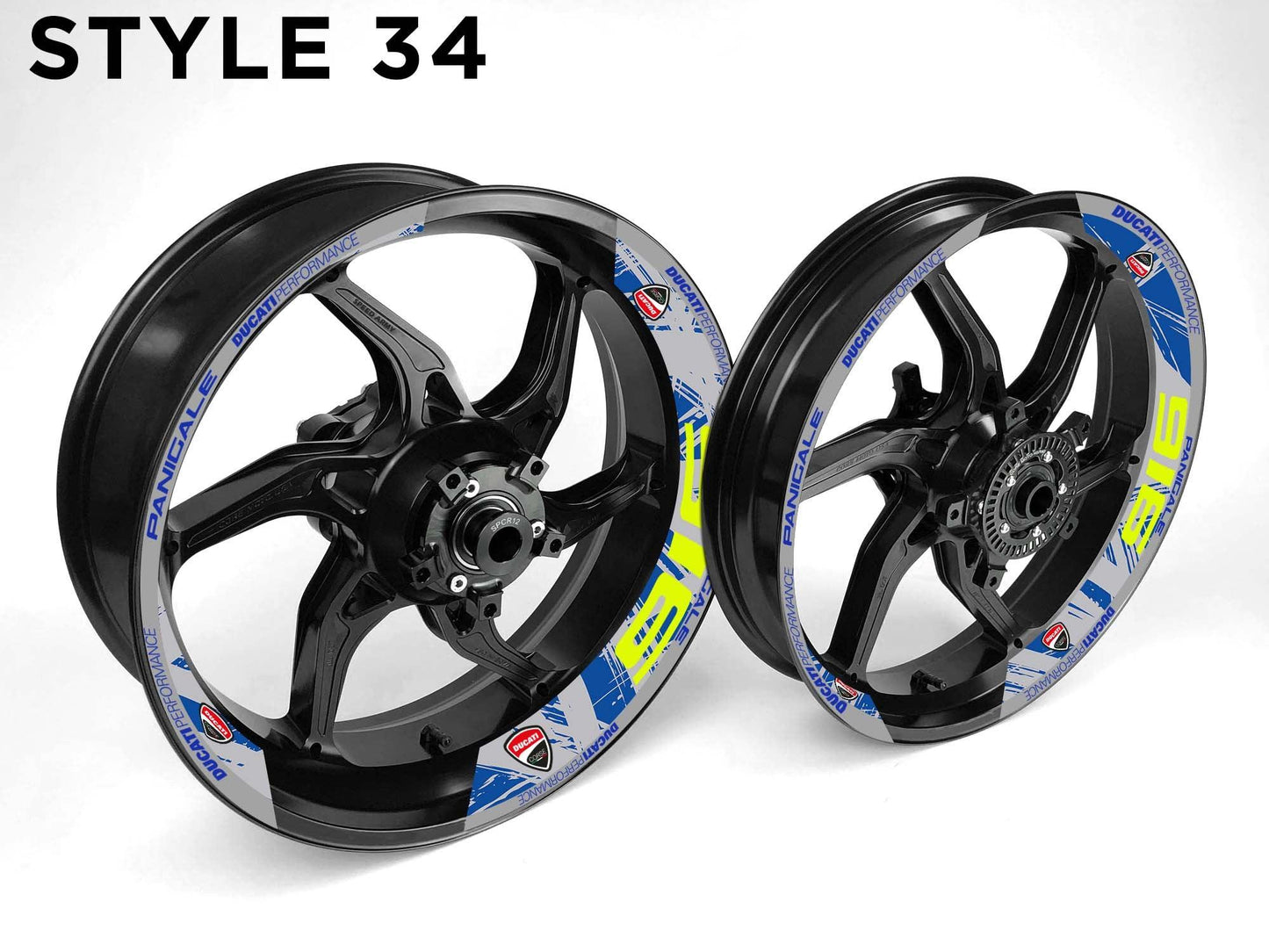 Ducati 916 Motorcycle Half Wheels Rim Wrap Decal Sticker Kit - Speed Army