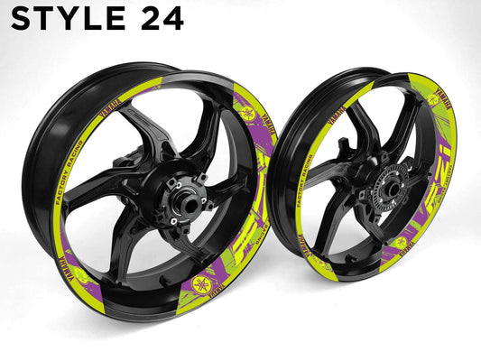 Yamaha FZ1 Motorcycle Half Wheels Rim Wrap Decal Sticker Kit - Speed Army