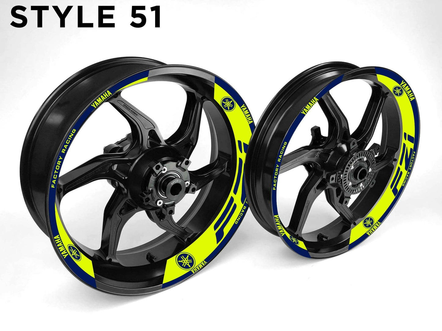 Yamaha FZ1 Motorcycle Half Wheels Rim Wrap Decal Sticker Kit - Speed Army