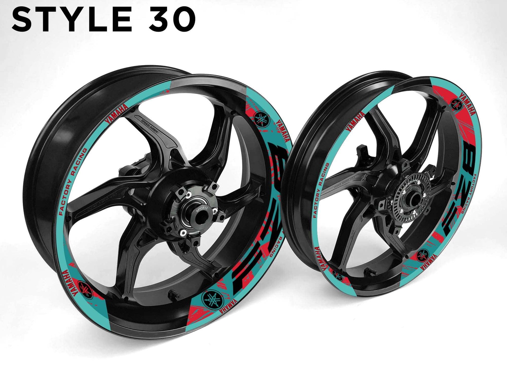 Yamaha FZ8 Motorcycle Half Wheels Rim Wrap Decal Sticker Kit - Speed Army
