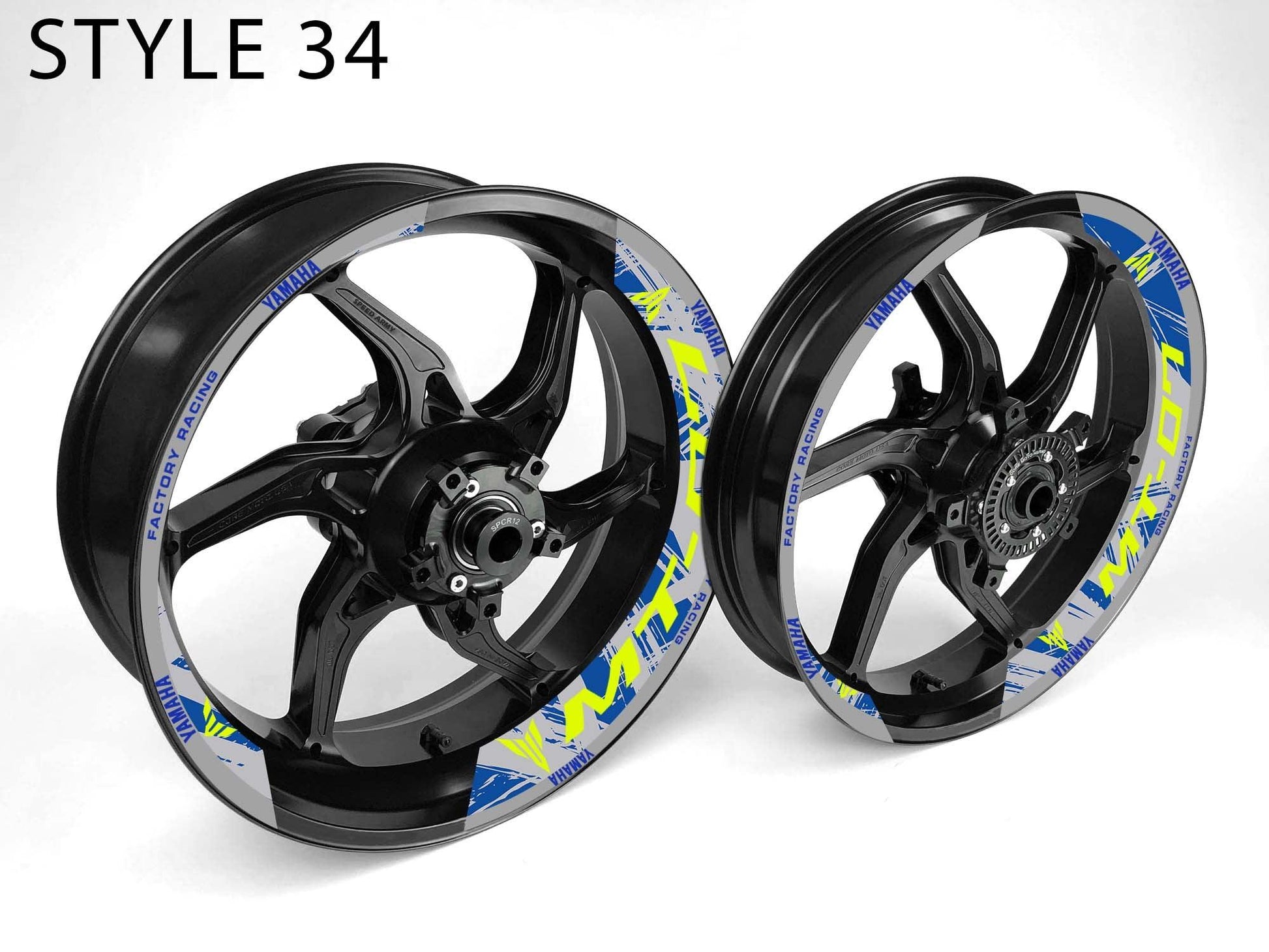 Yamaha MT-07 Motorcycle Half Wheels Rim Wrap Decal Sticker Kit - Speed Army