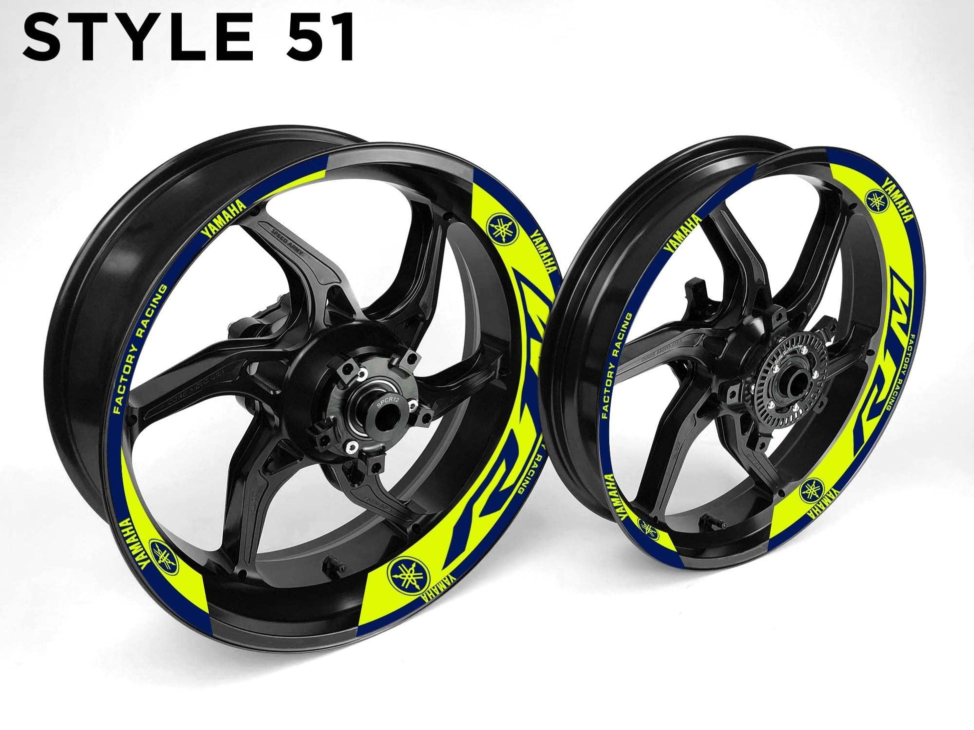 Yamaha R1M Motorcycle Half Wheels Rim Wrap Decal Sticker Kit - Speed Army