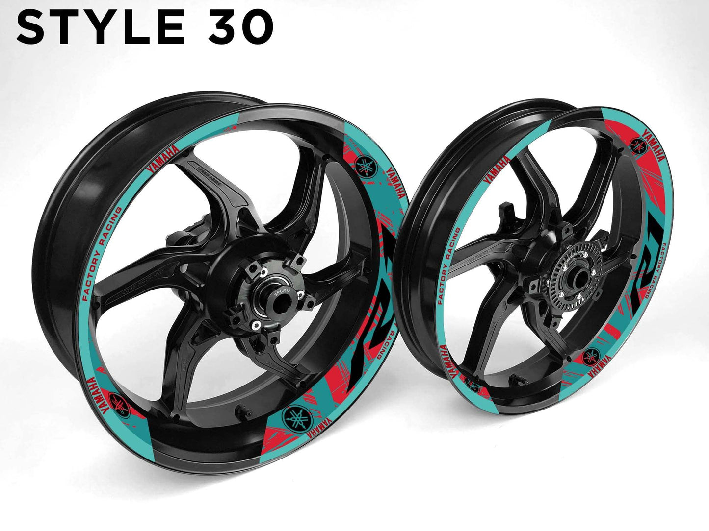 Yamaha R1 Motorcycle Half Wheels Rim Wrap Decal Sticker Kit - Speed Army