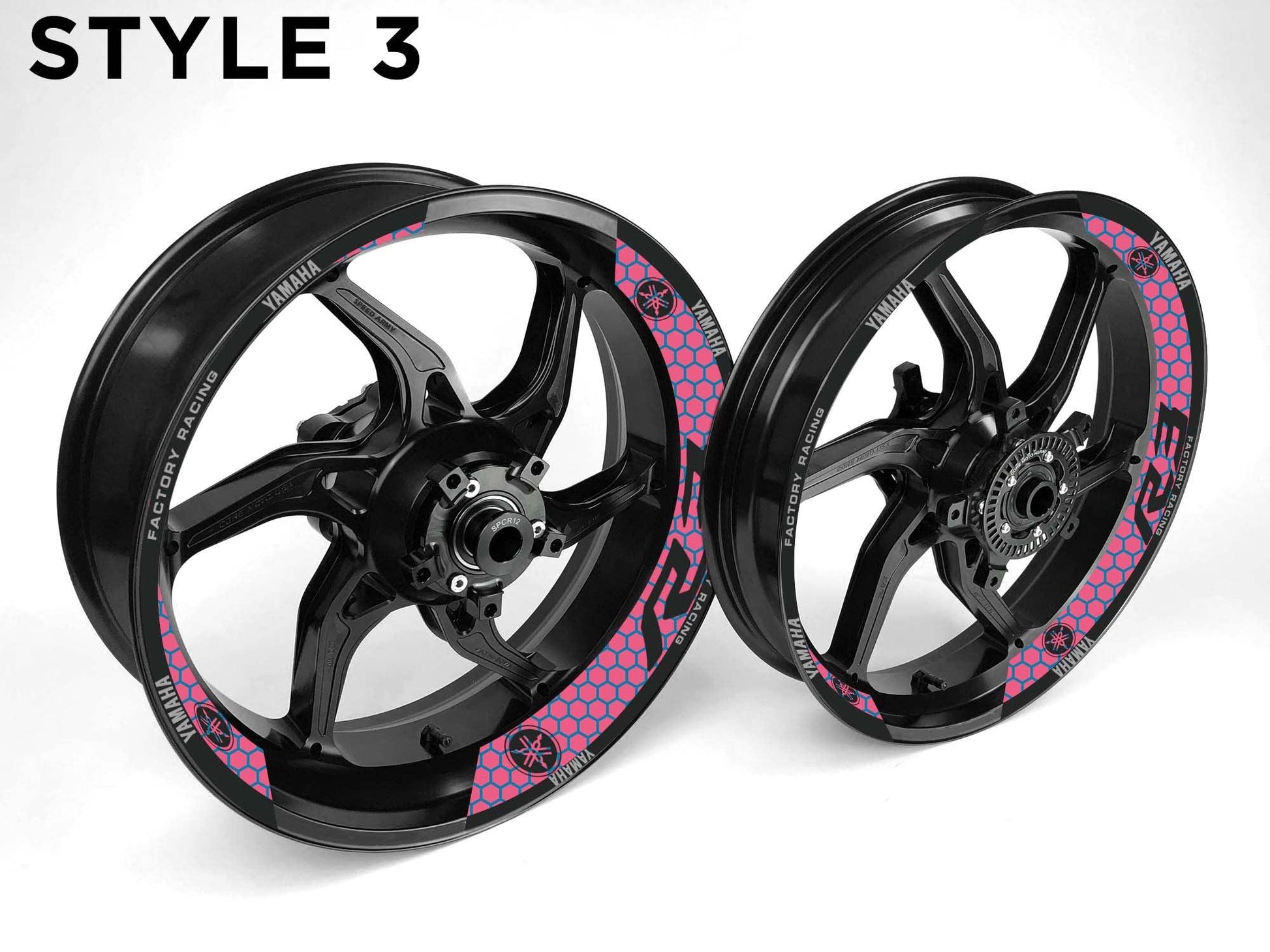 Yamaha R3 Motorcycle Half Wheels Rim Wrap Decal Sticker Kit - Speed Army