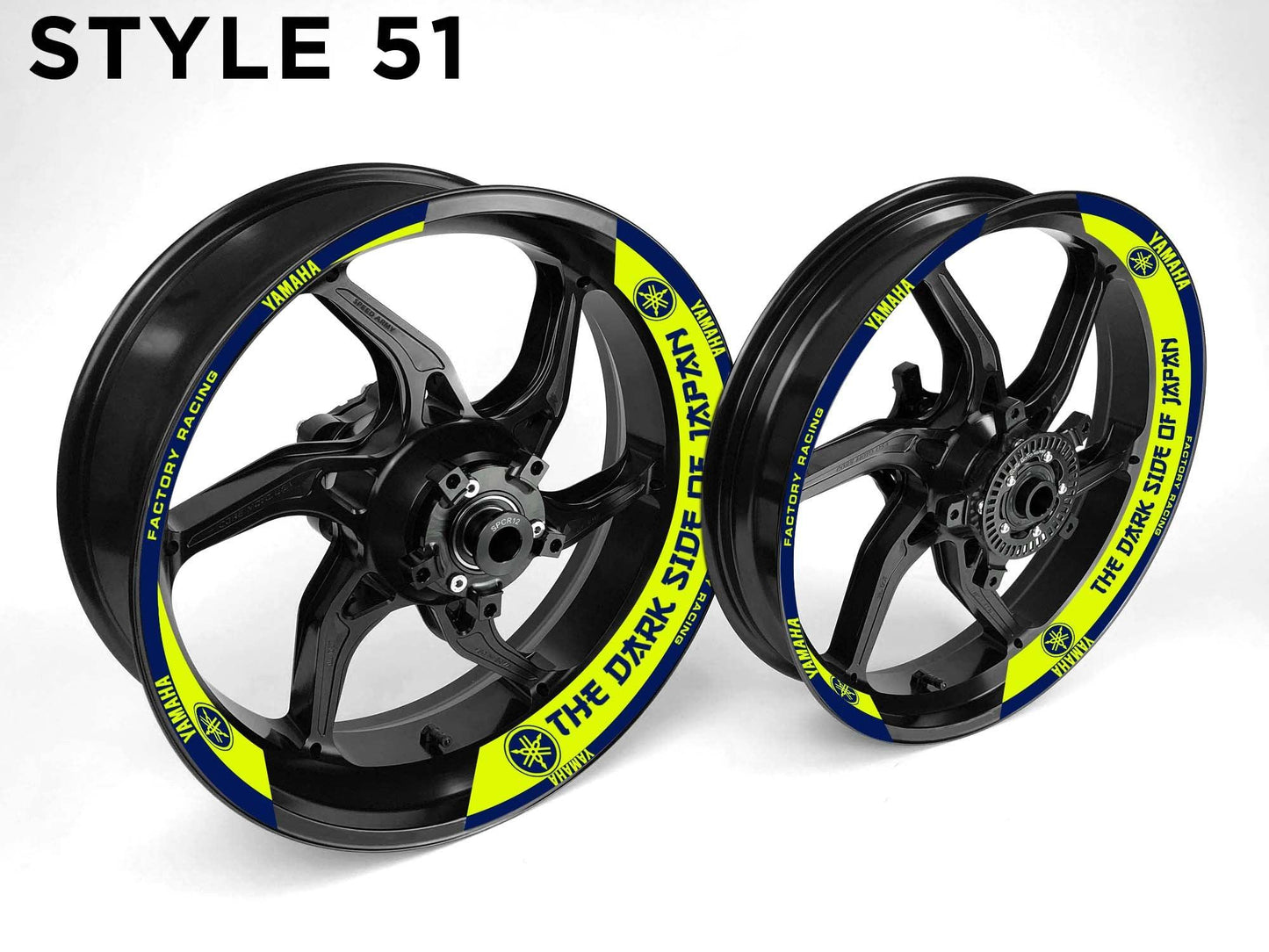 Yamaha The Dark Side Of Japan Motorcycle Half Wheels Rim Wrap Decal Sticker Kit - Speed Army