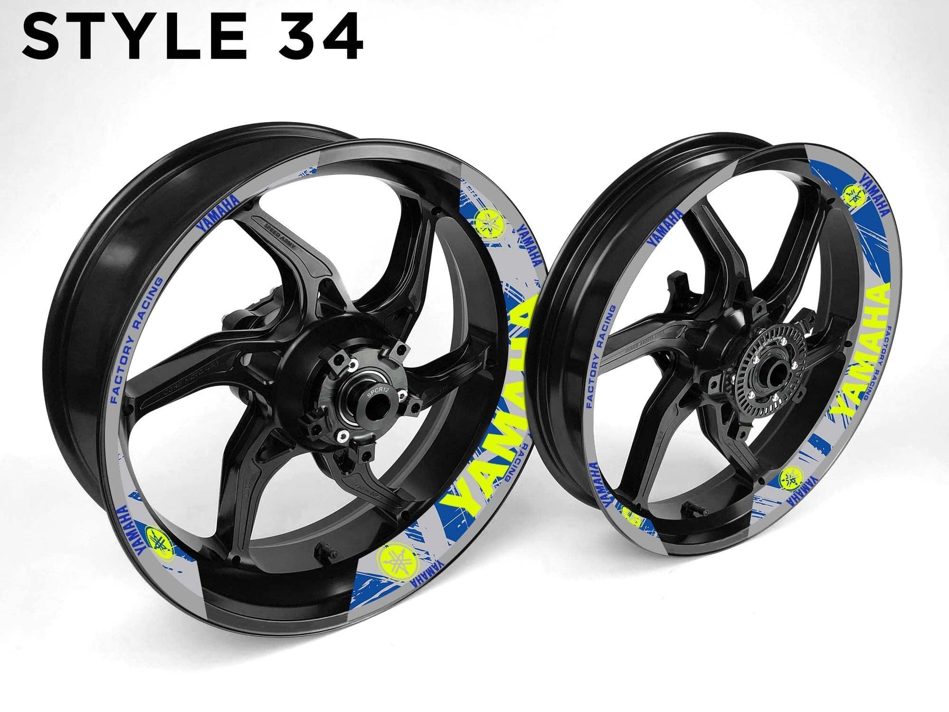 Yamaha Motorcycle Half Wheels Rim Wrap Decal Sticker Kit - Speed Army