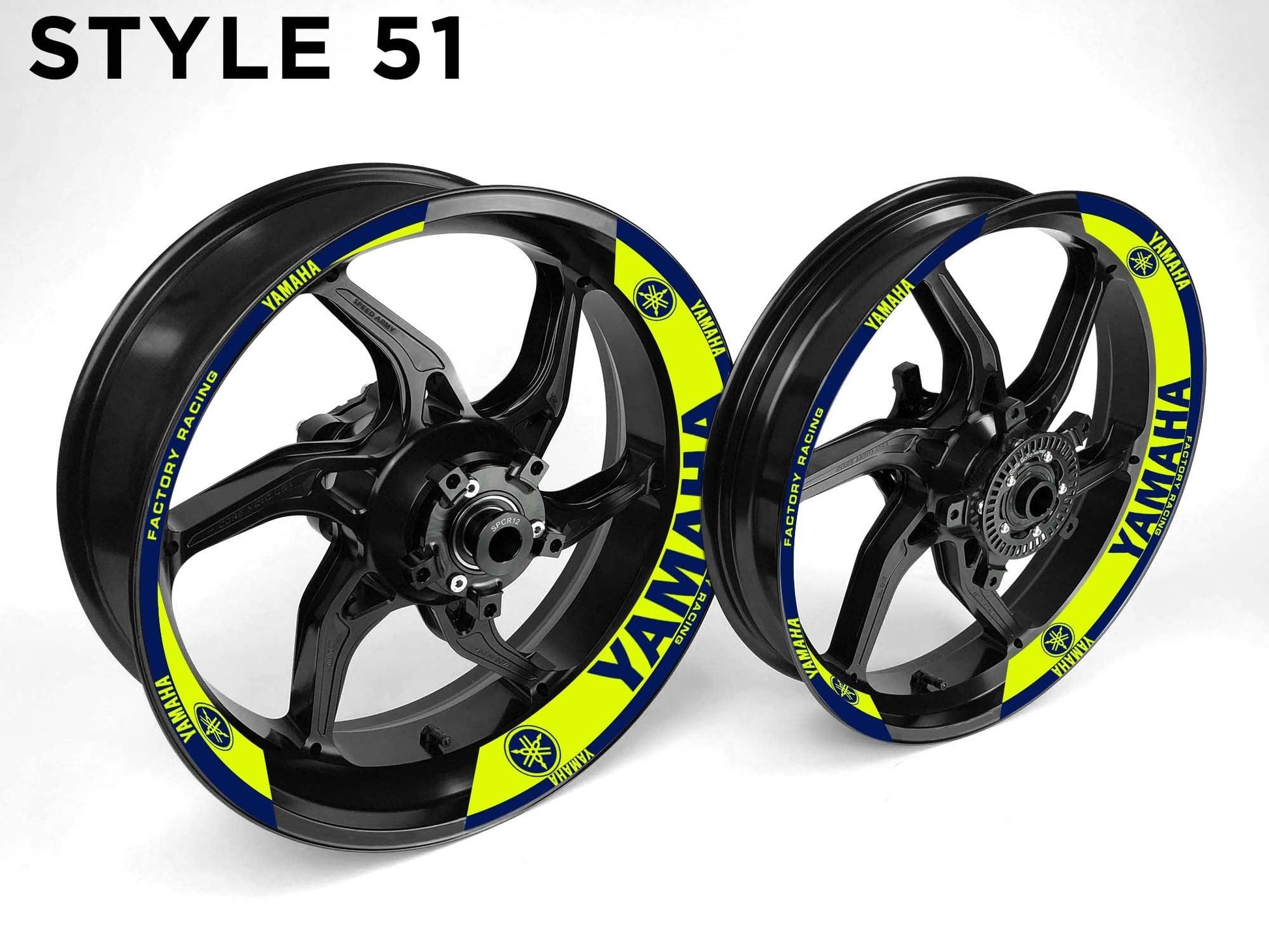 Yamaha Motorcycle Half Wheels Rim Wrap Decal Sticker Kit - Speed Army