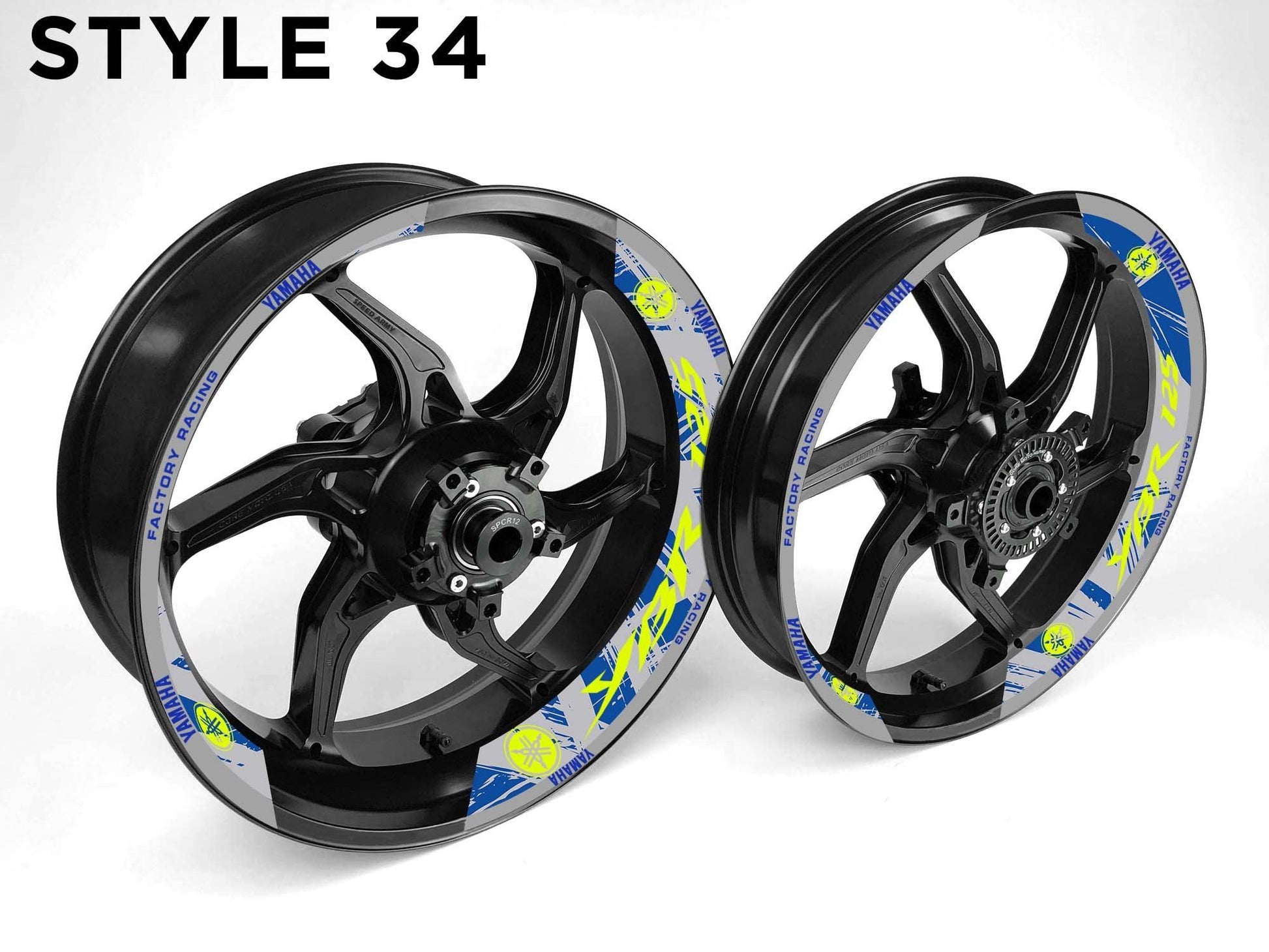 Yamaha YBR125 Motorcycle Half Wheels Rim Wrap Decal Sticker Kit - Speed Army