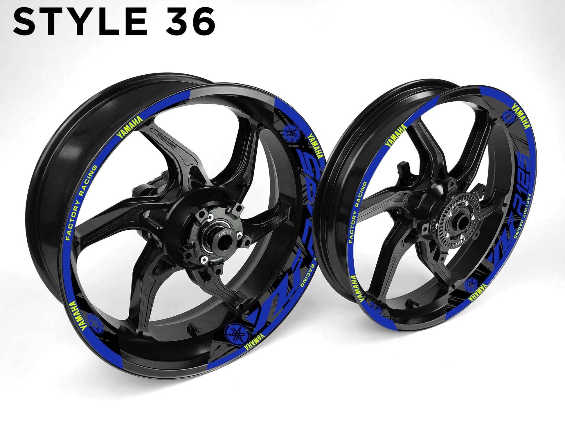 Yamaha YZF R125 Motorcycle Half Wheels Rim Wrap Decal Sticker Kit - Speed Army