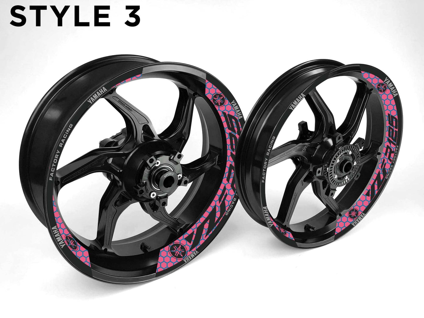 Yamaha YZF R125 Motorcycle Half Wheels Rim Wrap Decal Sticker Kit - Speed Army
