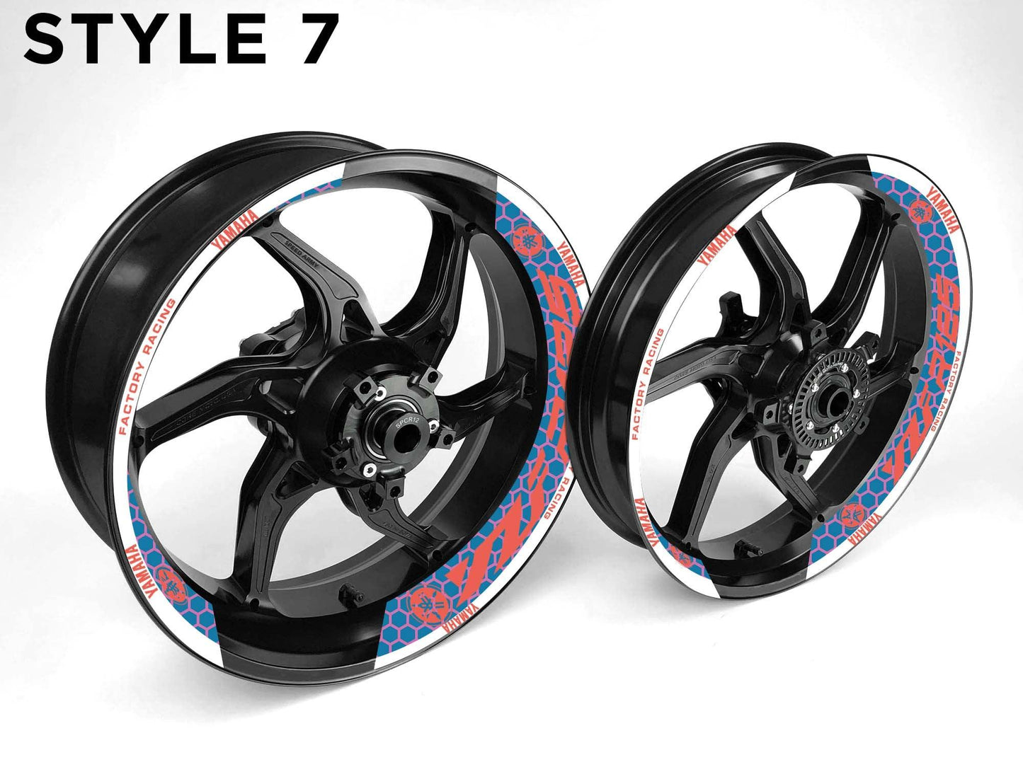 Yamaha YZF R125 Motorcycle Half Wheels Rim Wrap Decal Sticker Kit - Speed Army
