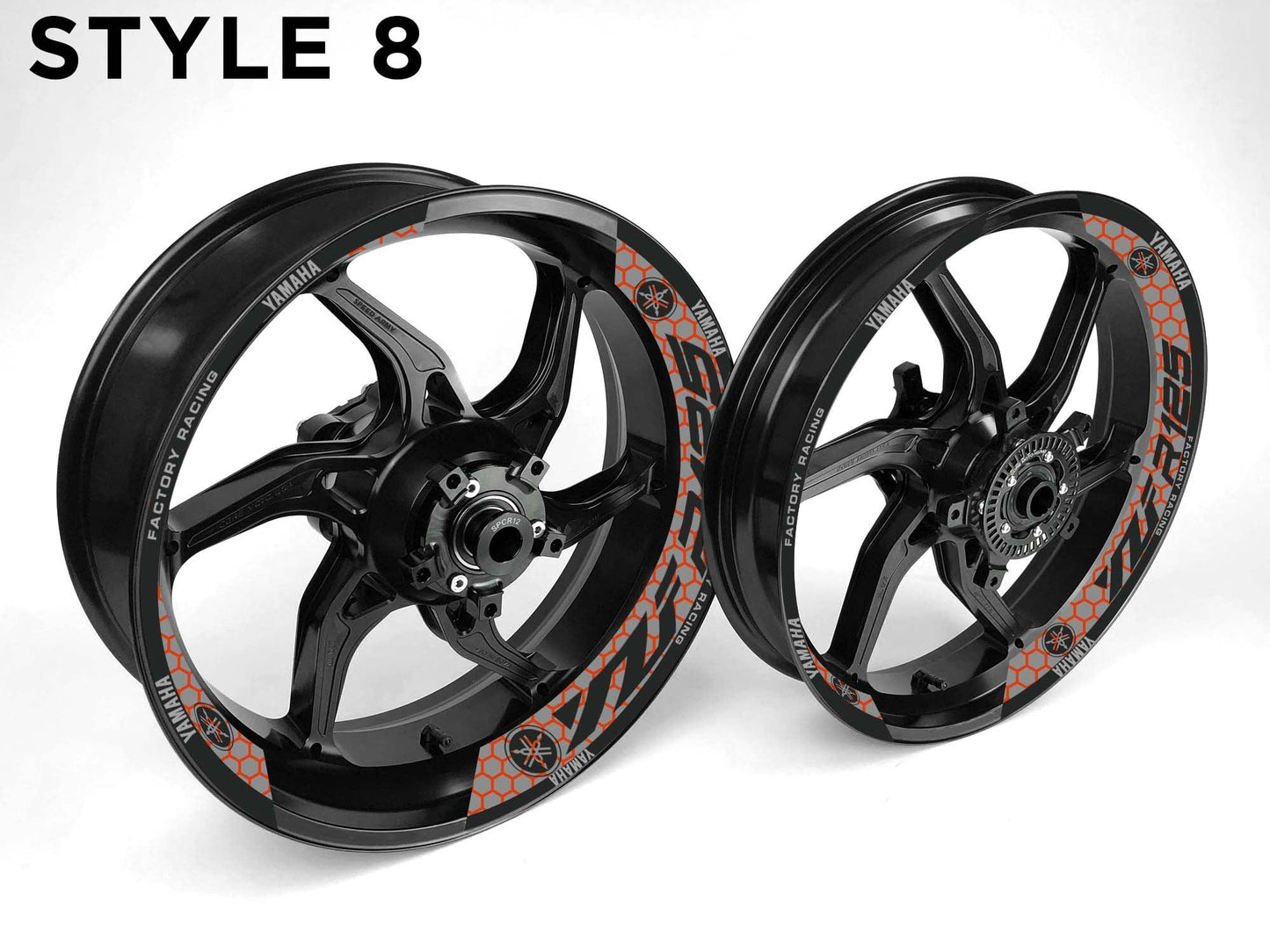 Yamaha YZF R125 Motorcycle Half Wheels Rim Wrap Decal Sticker Kit - Speed Army