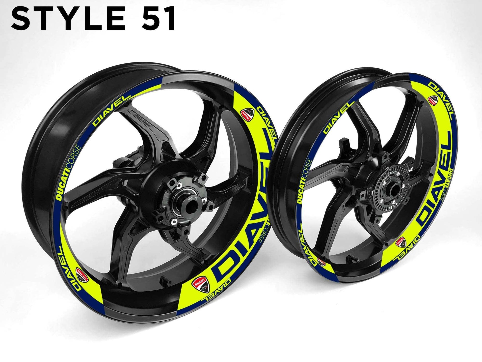Ducati Diavel Motorcycle Half Wheels Rim Wrap Decal Sticker Kit - Speed Army
