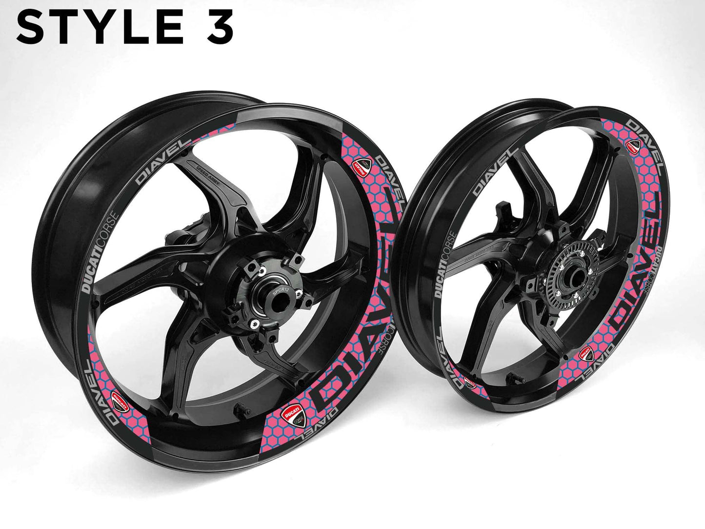 Ducati Diavel Motorcycle Half Wheels Rim Wrap Decal Sticker Kit - Speed Army