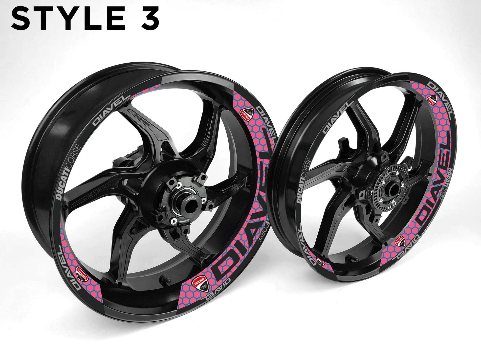 Ducati Diavel Motorcycle Half Wheels Rim Wrap Decal Sticker Kit - Speed Army
