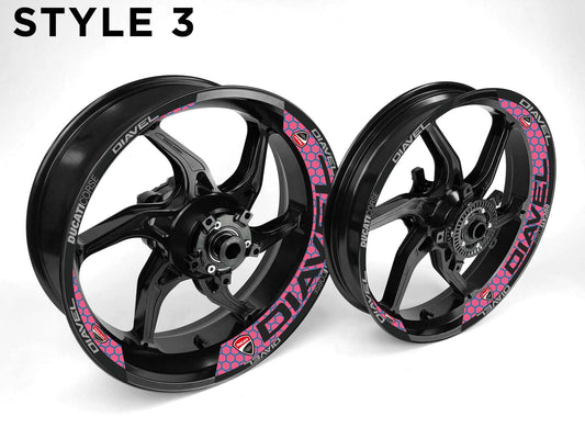 Ducati Diavel Motorcycle Half Wheels Rim Wrap Decal Sticker Kit - Speed Army
