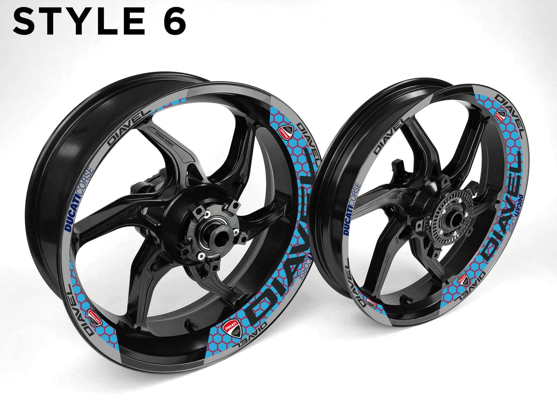 Ducati Diavel Motorcycle Half Wheels Rim Wrap Decal Sticker Kit - Speed Army