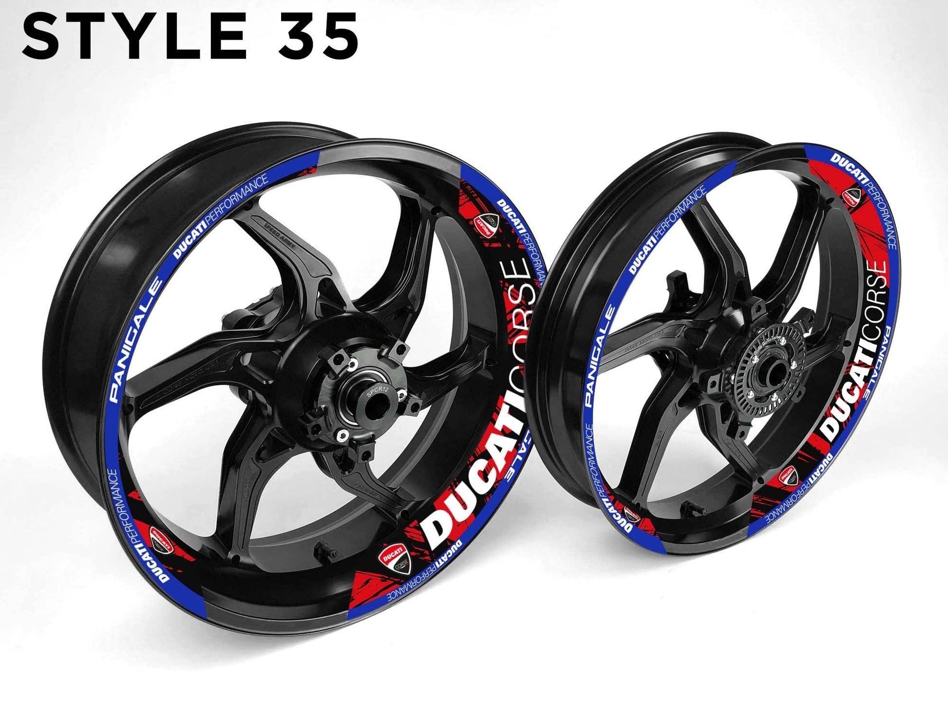 Ducati Corse Motorcycle Half Wheels Rim Wrap Decal Sticker Kit - Speed Army