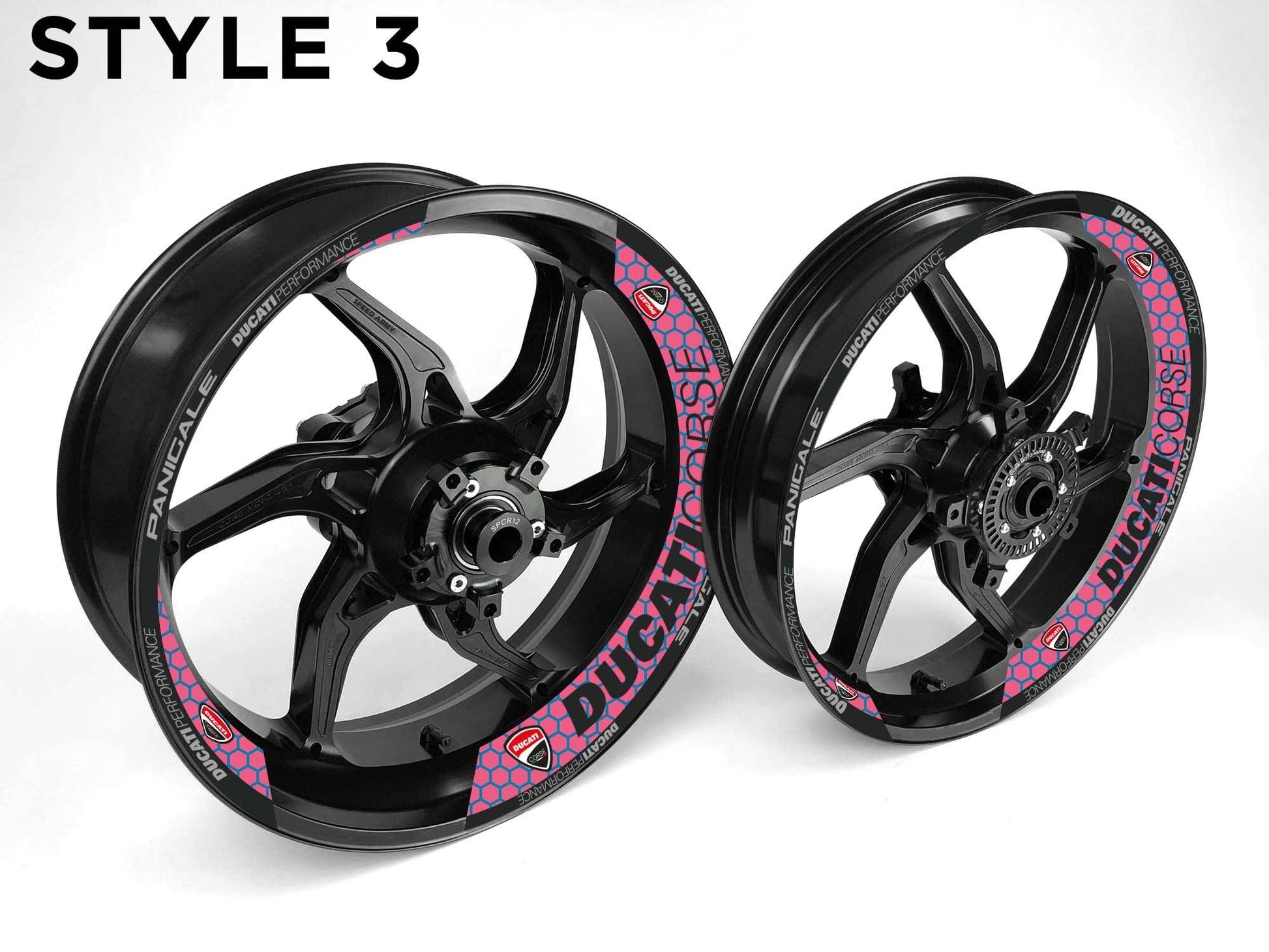 Ducati Corse Motorcycle Half Wheels Rim Wrap Decal Sticker Kit - Speed Army