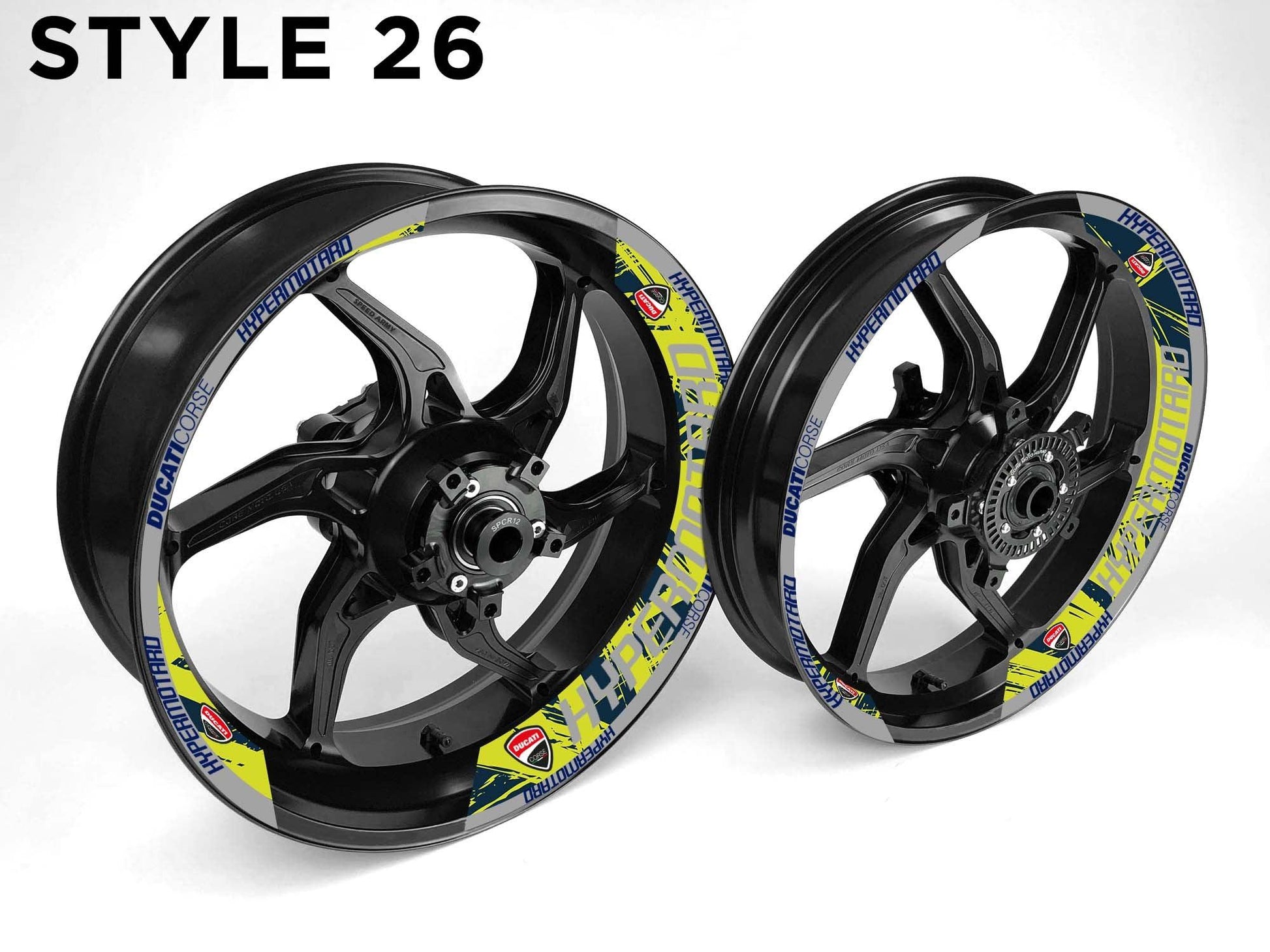 Ducati Hypermotard Motorcycle Half Wheels Rim Wrap Decal Sticker Kit - Speed Army