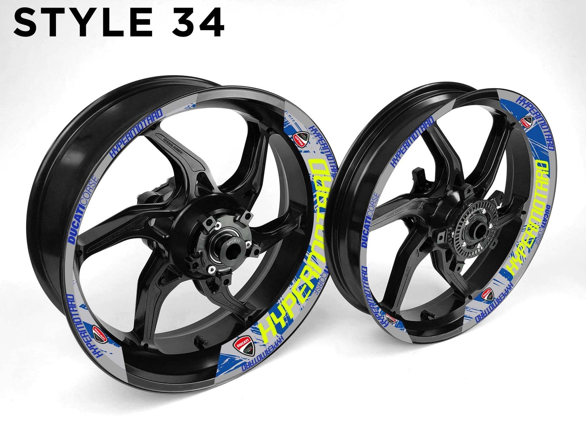 Ducati Hypermotard Motorcycle Half Wheels Rim Wrap Decal Sticker Kit - Speed Army