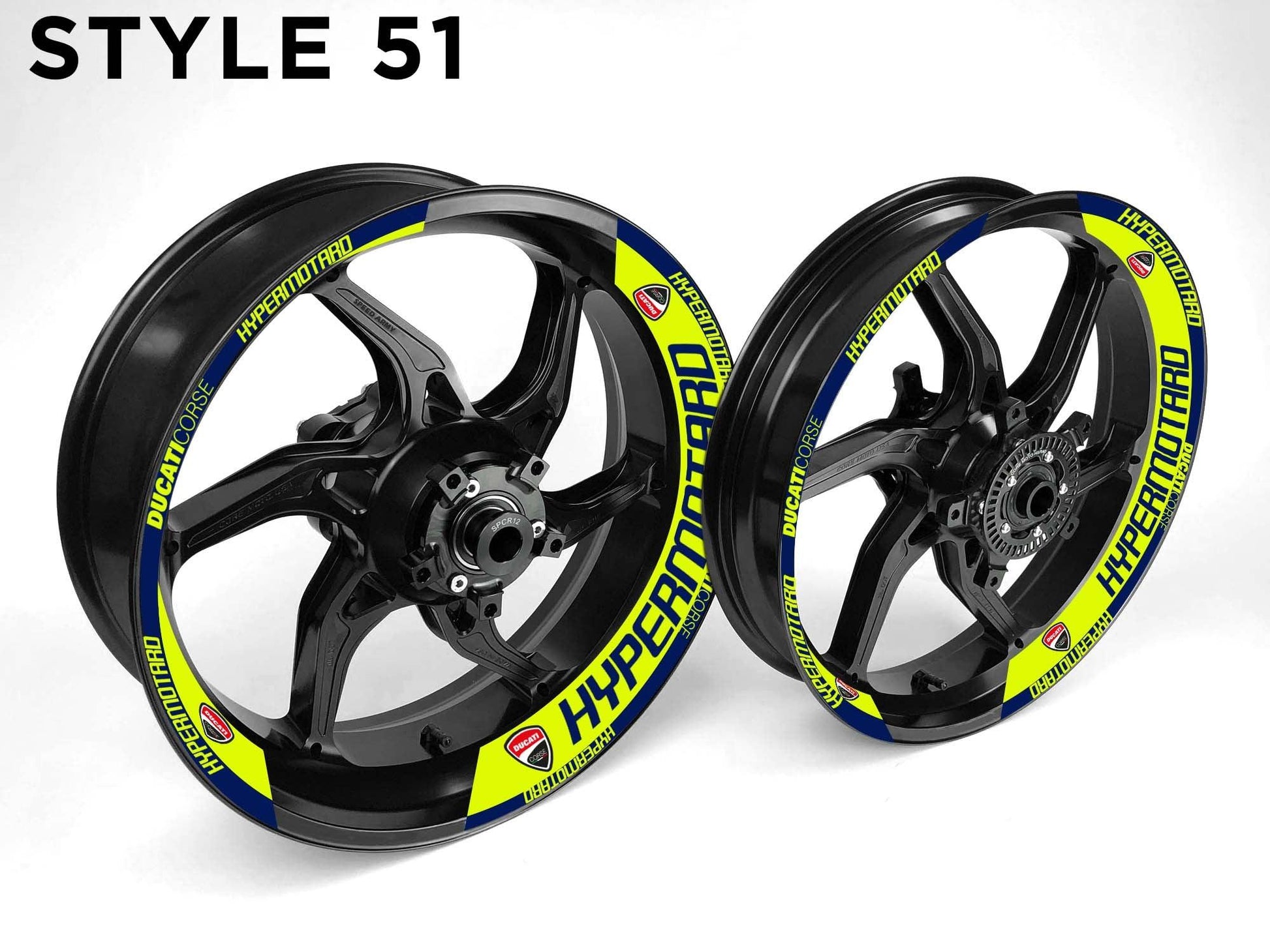 Ducati Hypermotard Motorcycle Half Wheels Rim Wrap Decal Sticker Kit - Speed Army
