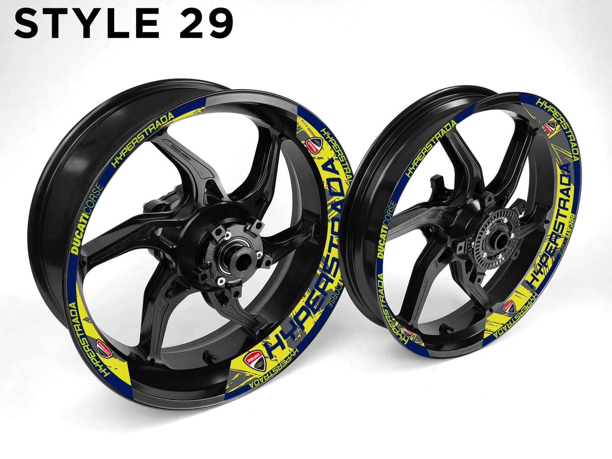 Ducati Hyperstrada Motorcycle Half Wheels Rim Wrap Decal Sticker Kit - Speed Army